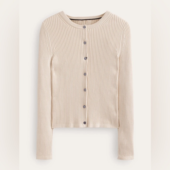 Boden Ribbed Detail Cardigan, Rope XL - Picture 5 of 14
